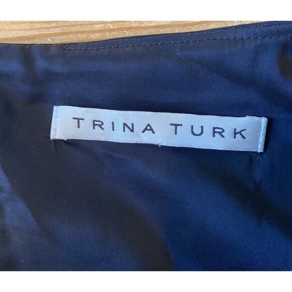 Trina Turk Colorblocked Short Sleeve Dress Size Medium Women’s Brown Black - Picture 3 of 7